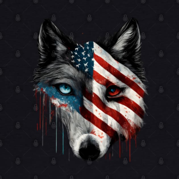 Wolf, american flag, Alaska, Idaho, Michigan, Minnesota, Montana, New Mexico, Utah, Wyoming by ThatSimply!